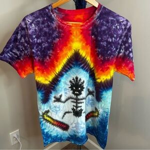 🌀 Hand-Dyed Skeleton Tie-Dye Tee – Hanes ComfortSoft M 🌀